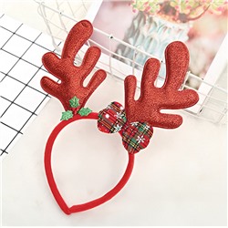 Ободок новогодний карнавальный "Оленьи рожки с бантиком"