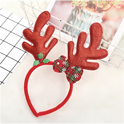 Ободок новогодний карнавальный "Оленьи рожки с бантиком"