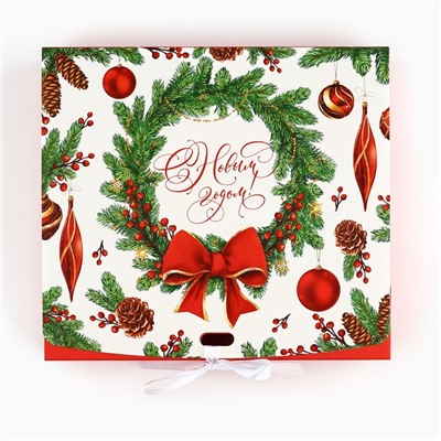 Коробка подарочная новогодняя складная двухсторонняя «С Новым годом», 20×18×5 см