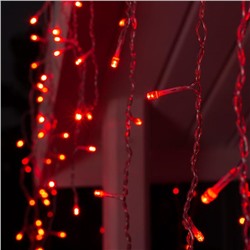 Гирлянда «Бахрома» 4 × 0.6 м, IP44, прозрачная нить, 180 LED, свечение красное, 8 режимов, 220 В
