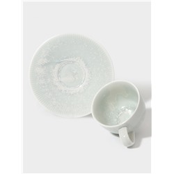 Чайная пара Magistro Willow, 2 предмета: блюдце 15.5×2.1 см, чашка 220 мл, фарфор, голубая