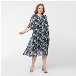 Платье, шифоновое, темно-зеленый, черный