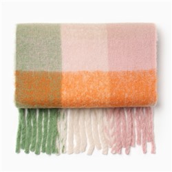 Шарф зимний объемный с кистями MINAKU, принт клетка, размер 210×38+18 см