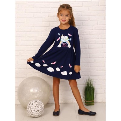 Платье В облаках дл. рукав детское (Темно-синий)
