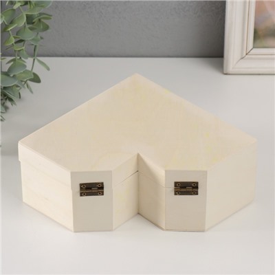 Шкатулка для росписи дерево «Сердце с гранями», основа для творчества, крышка на магнитах, 24×18×8 см