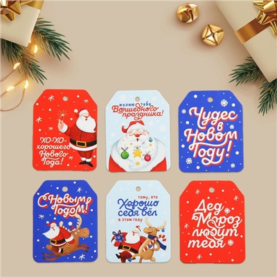 Шильдик новогодний на подарок «Дед Мороз любит тебя», набор 6 штук, 16×24 см