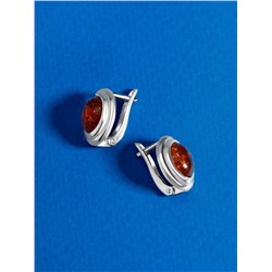 Серьги из серебра с натуральным прессованным янтарём родированные 925 пробы 2-4158р640