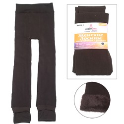 0758-2 Лосины женские с закрытой пяткой, микрофибра с флисом 600 DEN, р.XS-M