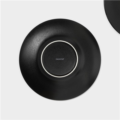 Набор тарелок фарфоровых для пасты Magistro Carbon, 21×21 см, 2 шт, цвет чёрный