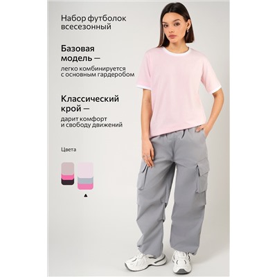 Женская базовая футболка из хлопка с кантом 3 шт. Happyfox