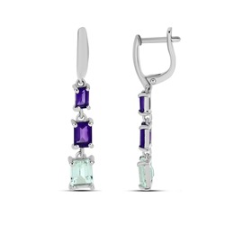 Серьги, аметист , зеленый аметист, Скарлет