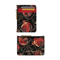 Чехол для пластик. карт на молнии "FLORA.ГРАНАТ" 14-096/03 (3 для карт, 1 для купюр и монет) Bruno Visconti