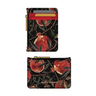 Чехол для пластик. карт на молнии "FLORA.ГРАНАТ" 14-096/03 (3 для карт, 1 для купюр и монет) Bruno Visconti
