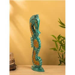 Сувенир интерьерный «Морской конь», 18×9×60 см, дерево, зелёный