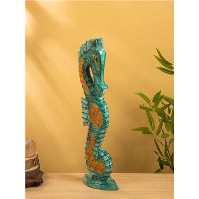 Сувенир интерьерный «Морской конь», 18×9×60 см, дерево, зелёный