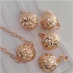 Комплект ювелирная бижутерия коллекция  "Дубай" серьги, кулон, браслет и кольцо 18 р, покрытие: позолота, арт.213.811-18