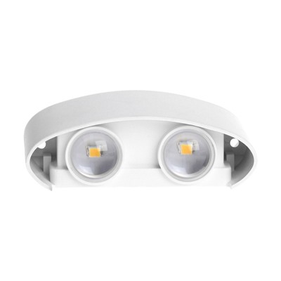 Светильник фасадный «Полусфера», 4 Вт, 3000К, 2 луча, IP65, 220 В, пластиковый корпус, белый, свечение тёплое белое