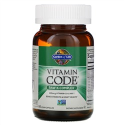 Garden of Life, Vitamin Code, Raw K-Complex, комплекс витаминов K, 60 веганских капсул