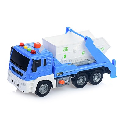 Машина "Мусоровоз" 1:16 (свет, звук) в коробке (синий)