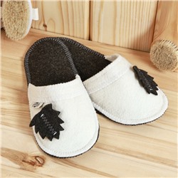 Тапочки для бани «Листок», полиэфир 70%, шерсть 30%, белые, «Добропаровъ»