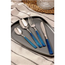 Набор столовых приборов из нержавеющей стали Доляна «Вако», 24 предмета, цвет ручек синий