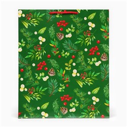 Пакет подарочный новогодний ламинированный «Веточки», 26×32×12 см