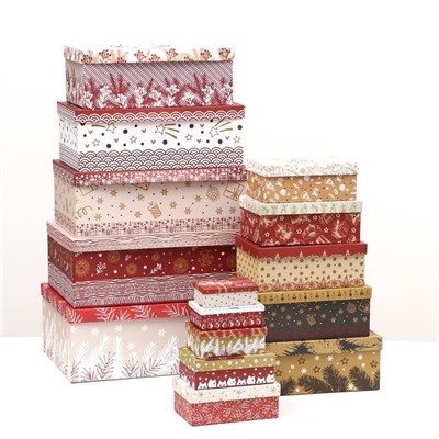 Набор подарочных новогодних коробок 15 в 1 «Изысканность», 47.5×31×18 - 12×7×4 см