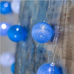 УЦЕНКА Гирлянда «Нить» 5 м с насадками «Клубки морские», IP20, прозрачная нить, 20 LED, свечение белое, 220 В