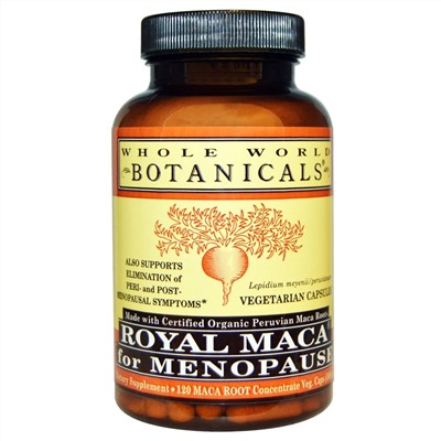 Whole World Botanicals, Royal Maca®, королевская мака для приема при менопаузе, 500 мг, 120 вегетарианских капсул