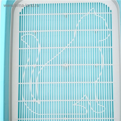 Туалет для кошек «Мур-мяу», 33×25×7 с. с сеткой, пластик, голубой