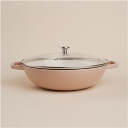 Сковорода-Вок SL Home, 3.1 л, d=31 см, h=8.5 см, с эмалированным покрытием, индукция, чугун, бежевая