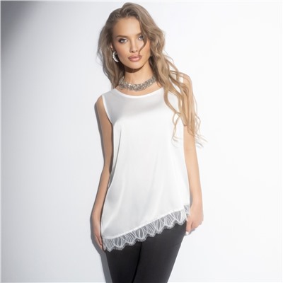 Топ шёлковый, Следи за мной (белый)