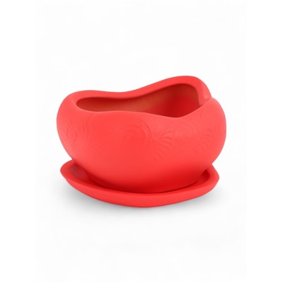 Горшок для кактусов и суккулентов «Бонсай», 600 мл, 18×14 см, керамический, с поддоном, красный