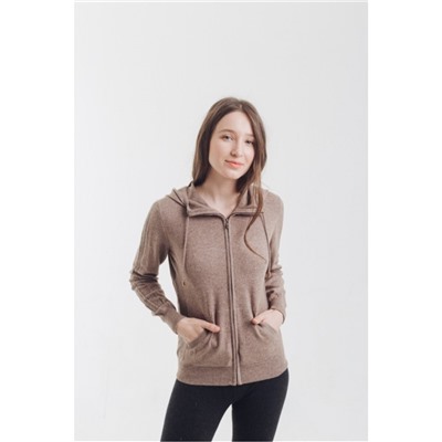 Кофта серая с капюшоном из 100% шерсти яка