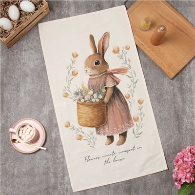 Полотенце кухонное «Этель. Зайчик с корзинкой», 40×70 см, 100% хлопок, 190 г/м²