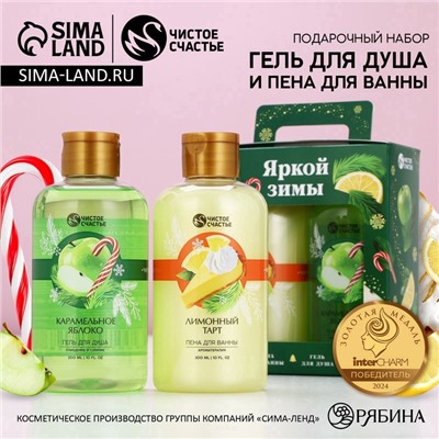 УЦЕНКА Новогодний подарочный набор косметики «Яркой зимы»: гель для душа и пена для ванны, 2×300 мл, Чистое счастье