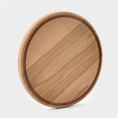 Доска разделочная с кровостоком Премиум «Круглая», d=25 см, бук