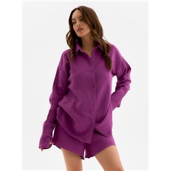 Пижама женская (рубашка, шорты) KAFTAN Basic, размер 40-42, сиреневая