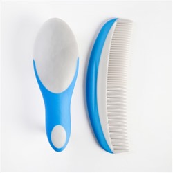 Расчёска детская, массажная щётка для волос в наборе, голубой
