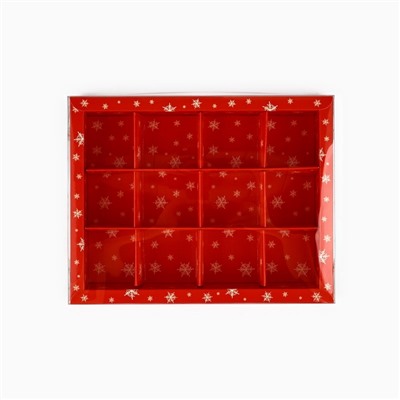 Коробка под 12 конфет с ячейками «Новогодние сюжеты», 14.5×18.5×3 см