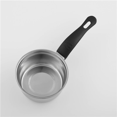 Сотейник из нержавеющей стали Доляна «Индия», 400 мл, d=12 см, пластиковая ручка, цвет серебряный, нержавеющая сталь