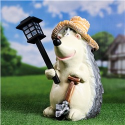 Садовая фигура - фонарь из полистоуна «Ёжик с лопатой», 43 см