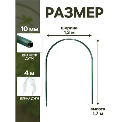 Дуги для парника, металл в кембрике 4 м, d=10 мм, набор 6 шт., Greengo