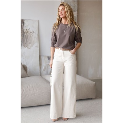 Базовый лонгслив из премиального хлопка с эластаном VILATTE, 1228142