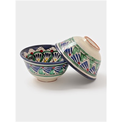 Набор больших пиал Риштанская керамика «Узоры», 6 шт.,11 см, синие