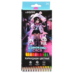 Карандаши цветные 24цв, "Korokoro" 2М, диаметр грифеля 2,8 мм, шестигранные
