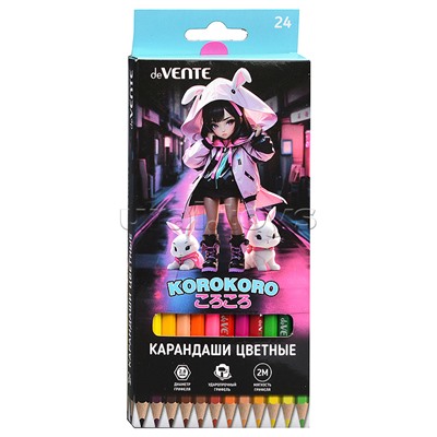 Карандаши цветные 24цв, "Korokoro" 2М, диаметр грифеля 2,8 мм, шестигранные