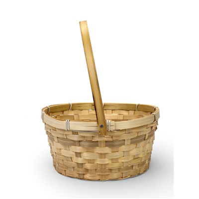 Корзина плетёная для хранения, 26×26×12 см, ручка h=18 см, бамбуковая, цвет натуральный