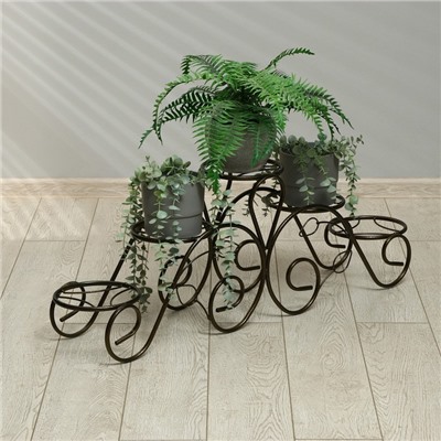 Подставка для цветов, напольная, на 5 горшков, d=14 см, бронзовая, «Кружево»