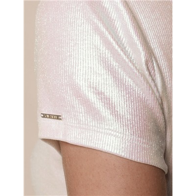 Футболка облегающая из хлопка в рубчик с вырезом лодочка с матовым покрытием металлик